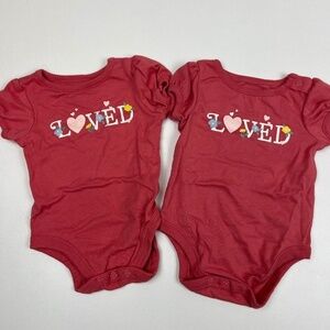 Bundle of 2 Garanimals "Loved" Bodysuits in Pink Sz 0-3M
